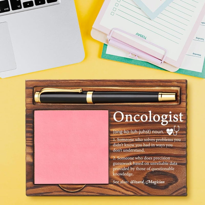 CWGOTC Oncologist Definition Sticky Note Holder, Thank You Appreciation Gifts for Oncology Doctors, Desk Accessories for Cancer Specialists and Medical Staff, Wooden Sticky Note Pad Holder YCB8 - Image 2